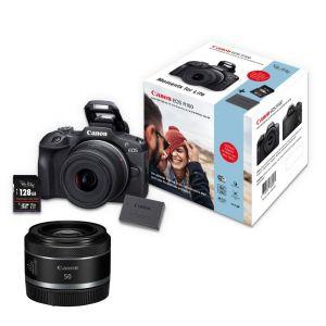 Canon EOS R100 + RF-S 18-45mm/4,5-6,3 IS STM + RF 50mm/1,8 STM Special Edition Kit mit Canon LP-E17 Akku + 128GB SD-Karte