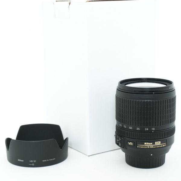 Nikon AF-S 18-105mm/3,5-5,6 DX, G, ED, VR, Verpackung, (kleiner Kratzer auf der Frontlinse)